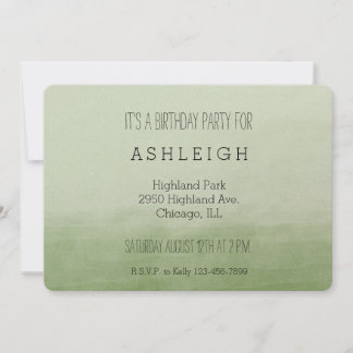 Green Ombre Watercolor Geburtstag Einladung