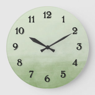 Green Ombre Watercolor Große Wanduhr
