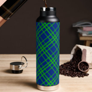 Green on Blue Tartan Kariertes Muster Trinkflasche
