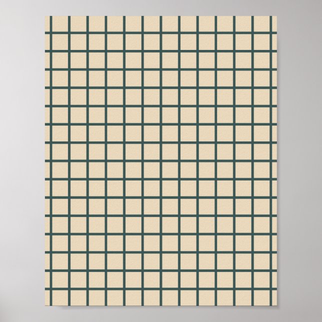 Green on Cream Grid Poster (Vorne)