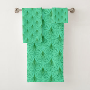 Green on green art Deko nahtlose Muster Dusche cu Badhandtuch Set