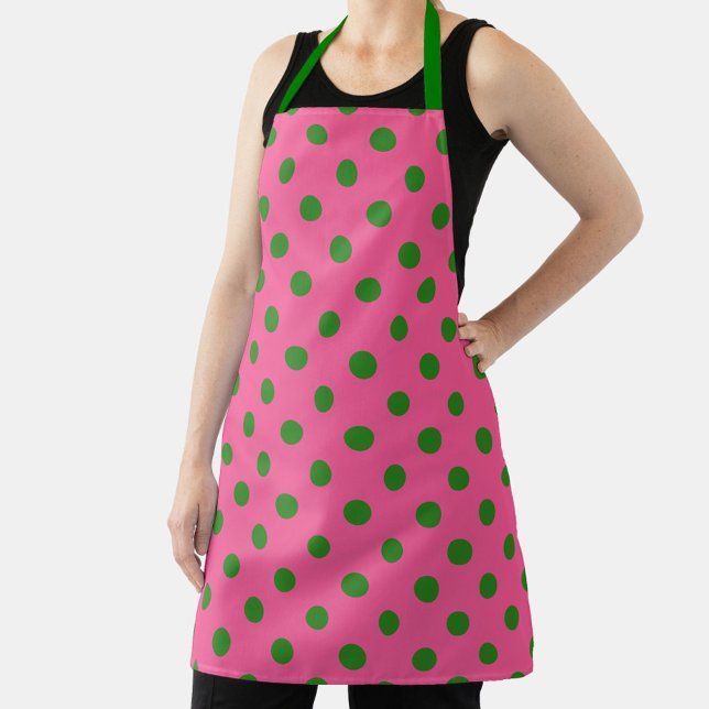 Green on Pink Polka Dots Design Schürze (Von Creator hochgeladen)