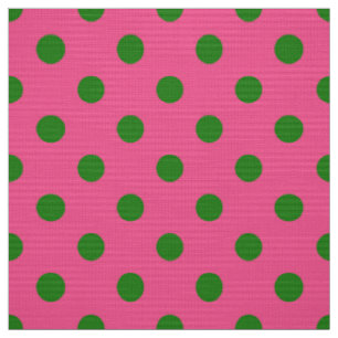 Green on Pink Polka Dots Design Stoff