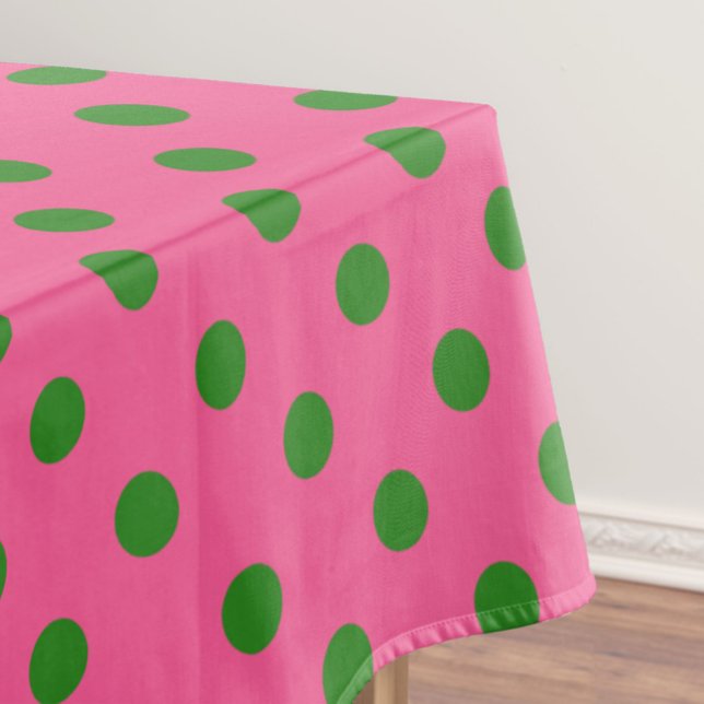 Green on Pink Polka Dots Design Tischdecke (Von Creator hochgeladen)
