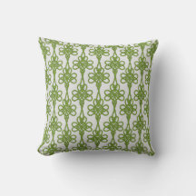 Green on White Celtic Trinity Knot Design Pillow