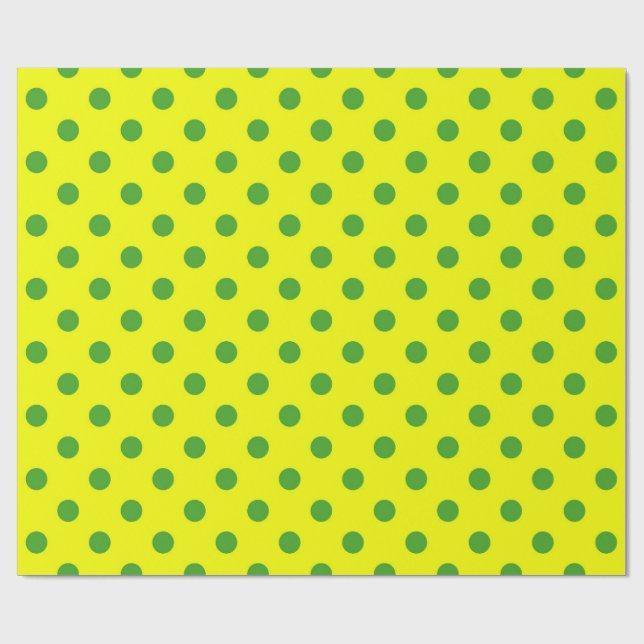 Green On Yellow Polka Dots Pattern Design  Geschenkpapier (Flach)