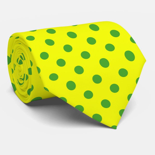 Green On Yellow Polka Dots Pattern Design  Krawatte (Von Creator hochgeladen)