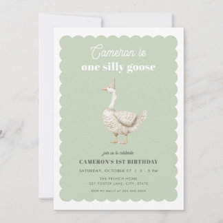 Green One Albern Goose 1. Geburtstag Einladung