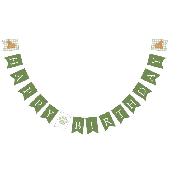 Green One Golden Year Goldendoodle Birthday Wimpelkette (Alle)