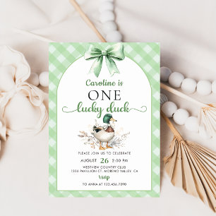 Green One Lucky Duck 1er Invitation anniversaire