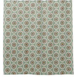 Green Orange And Blue Boho Chic Circle Pattern Duschvorhang