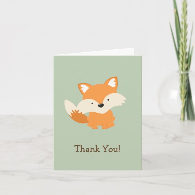 Green & Orange Baby Fox Vielen Dank Dankeskarte (Vorderseite)