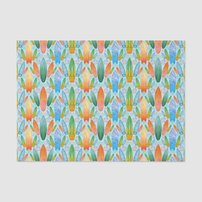 Green Orange & Blue Summer Surfboards Seidenpapier (Vorderseite)