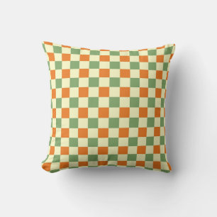 Green Orange Brown Checkered Gingham Pattern Kissen