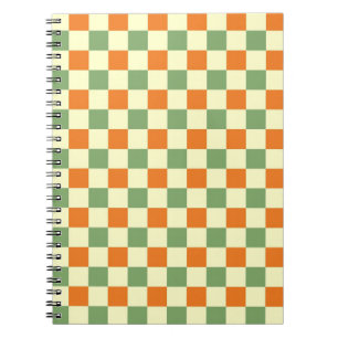 Green Orange Brown Checkered Gingham Pattern Notizblock