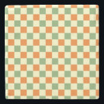 Green Orange Brown Checkered Gingham Pattern Steinuntersetzer<br><div class="desc">Green Orange Brown Checkered Gingham Pattern</div>