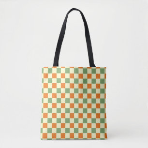 Green Orange Brown Checkered Gingham Pattern Tasche