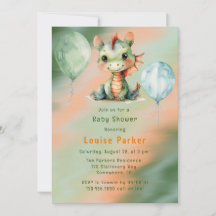 Green Orange Dragon Boy Baby Dusche