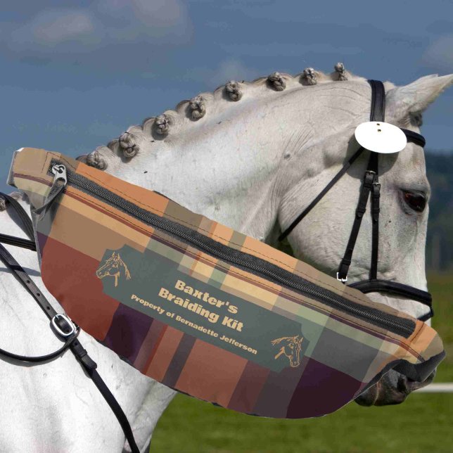 Green Orange Kariert Horse Mane Schwanz Braiding Bauchtasche (Von Creator hochgeladen)