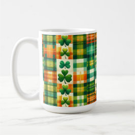 GREEN ORANGE WHITE IRISH KARIERT PATCHWORK PATTERT KAFFEETASSE