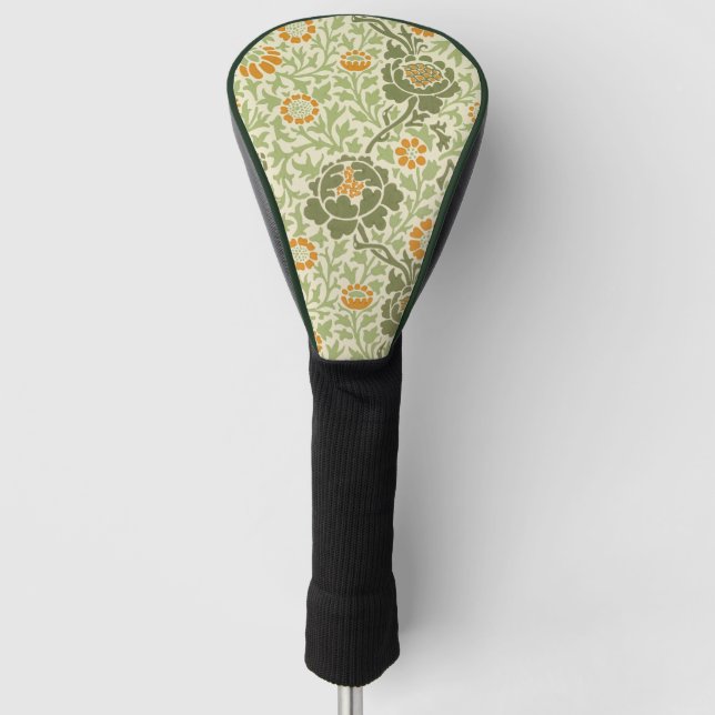Green Orange William Morris Pattern Golf Headcover (Vorderseite)