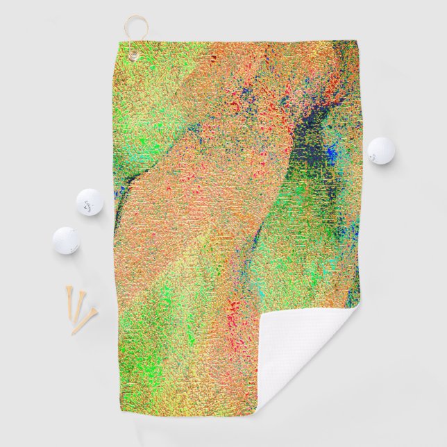 Green orange worn paint or wrinkled leather golfhandtuch (Insitu)