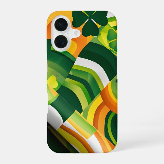 GREEN ORANGE YELLOW IRISH ABSTRAKTE PATTER iPhone 16 HÜLLE (Rückseite)