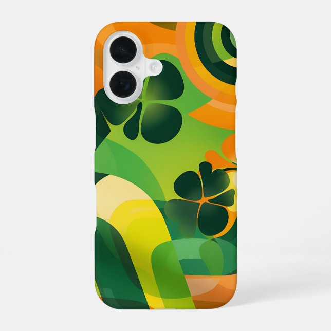 GREEN ORANGE YELLOW IRISH ABSTRAKTE PATTER iPhone 16 HÜLLE (Rückseite)
