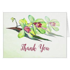Green Orchids Wasserfarbe Danke Karte