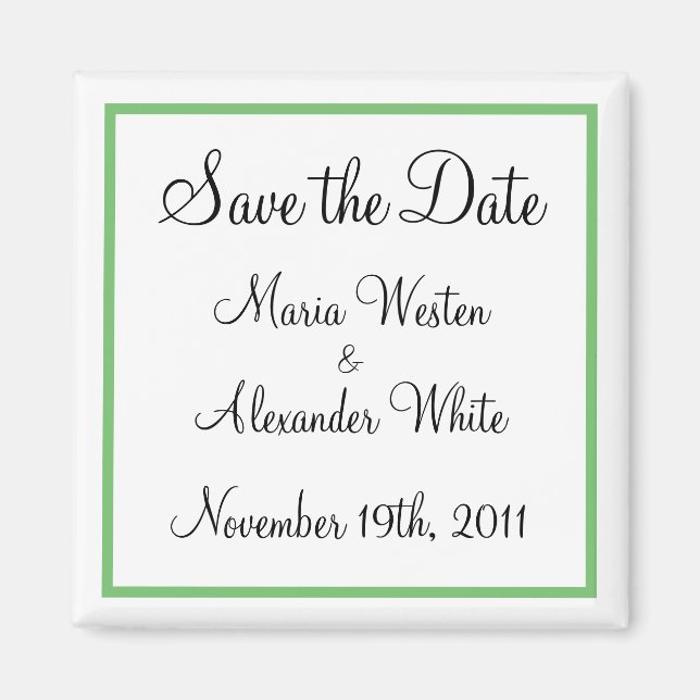 Green Outline Save the Date Magnet (Vorne)