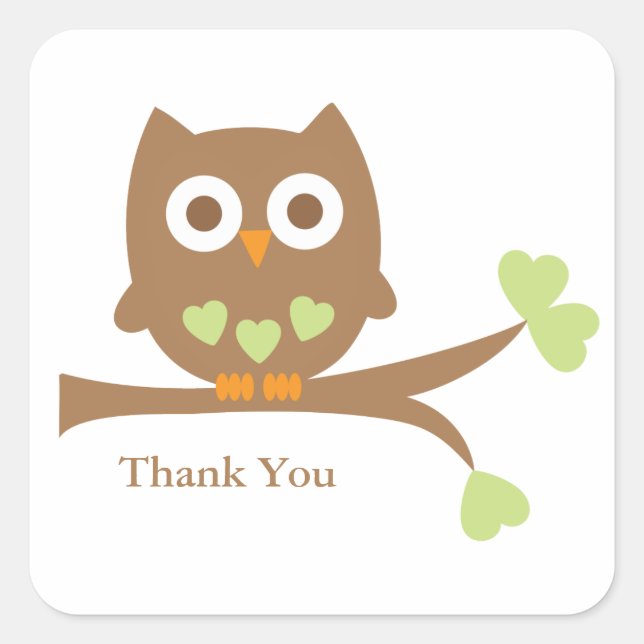 Green Owl Baby Dusche Umschlag Aufkleber (Vorderseite)