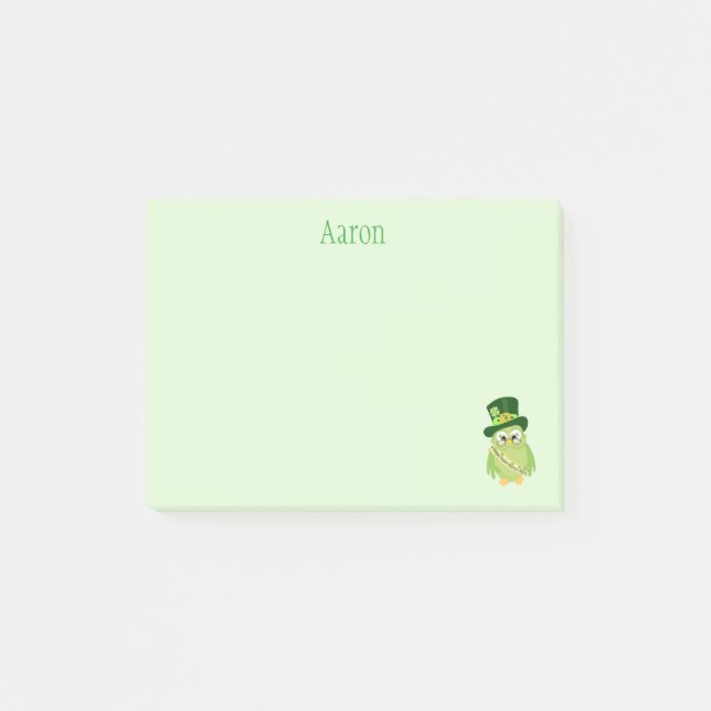 Green Owl St Patrick Day Post-it Klebezettel (Vorderseite)