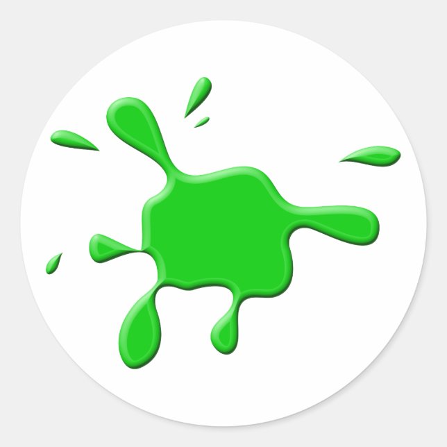 Green Paint Splodge Runder Aufkleber (Vorderseite)