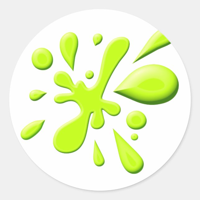 Green Paint Splodge Runder Aufkleber (Vorderseite)
