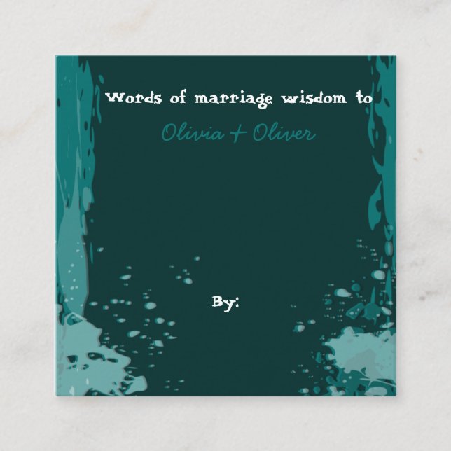 Green Paint Spritzer - Worte der Heiratsweisheit - Begleitkarte (Vorderseite)