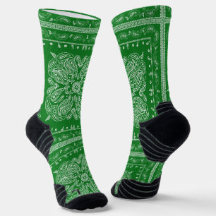 Green Paisley Bandana Print Socks Socken