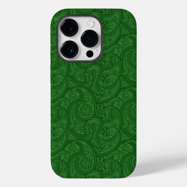 Green Paisley Case-Mate iPhone 14 Pro Hülle (Rückseite)