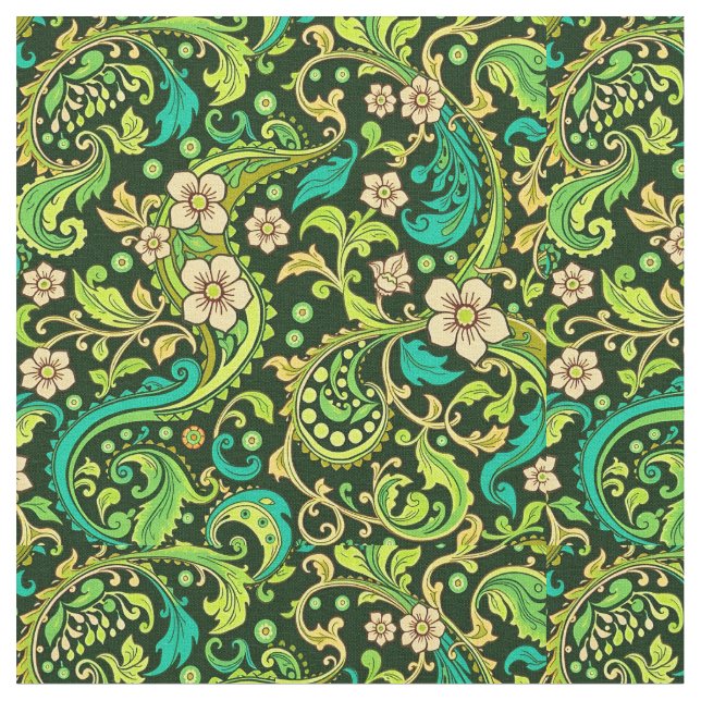 Green Paisley Design Stoff (Nahaufnahme)
