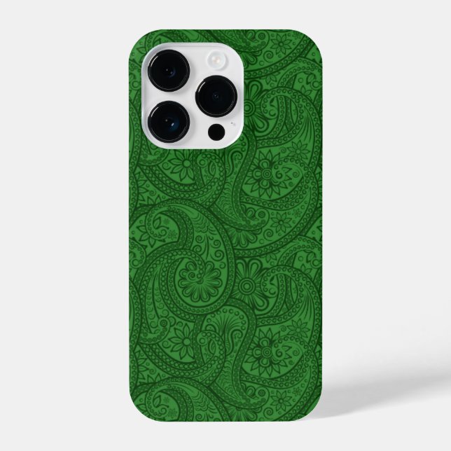 Green Paisley iPhone 14 Pro Hülle (Rückseite)