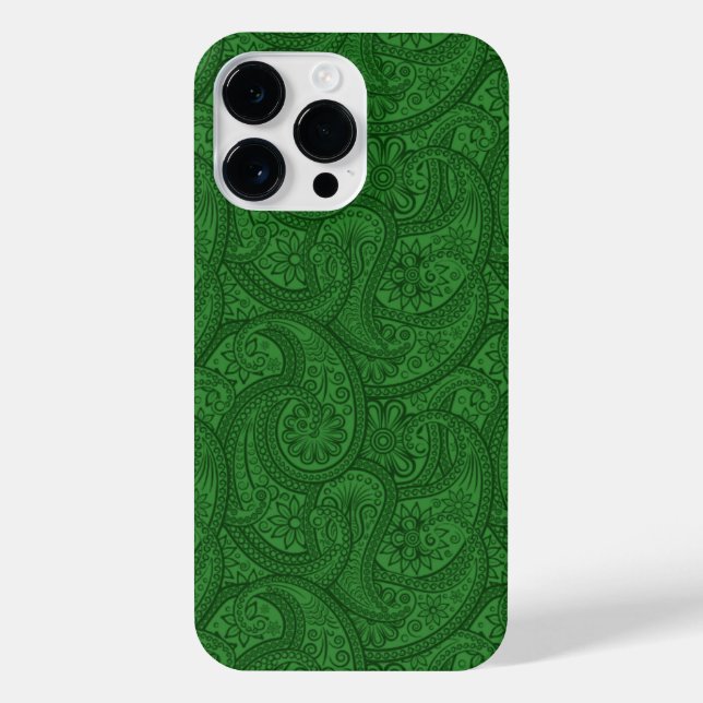 Green Paisley iPhone 14 Pro Max Hülle (Rückseite)