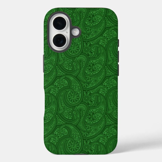 Green Paisley iPhone 16 Hülle (Rückseite)