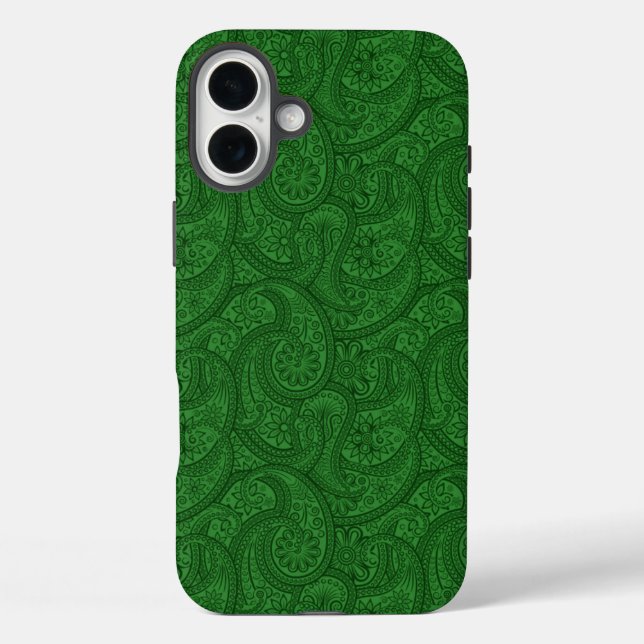 Green Paisley iPhone 16 Plus Hülle (Rückseite)