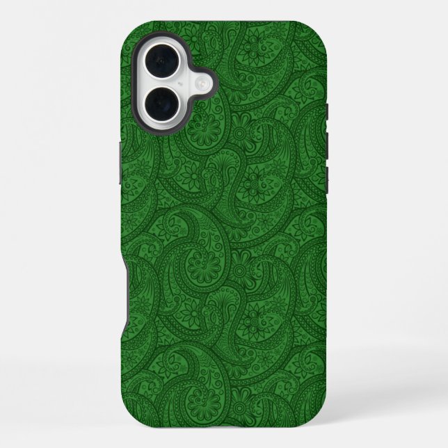 Green Paisley iPhone 16 Plus Hülle (Rückseite)