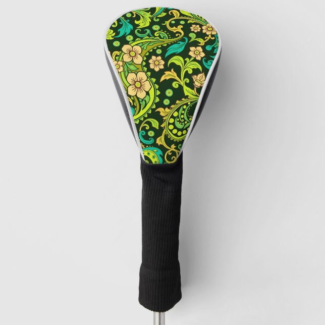 Green Paisley Pattern Golf Headcover (Vorderseite)