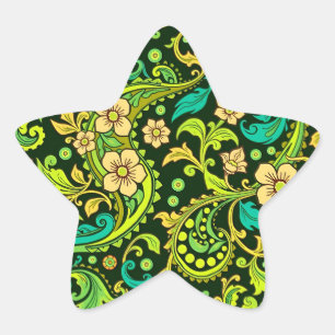 Green Paisley Pattern Stern-Aufkleber