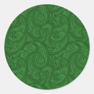 Green Paisley Runder Aufkleber