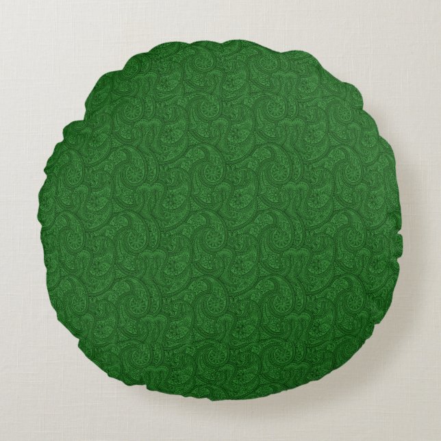 Green Paisley Rundes Kissen (Vorderseite)