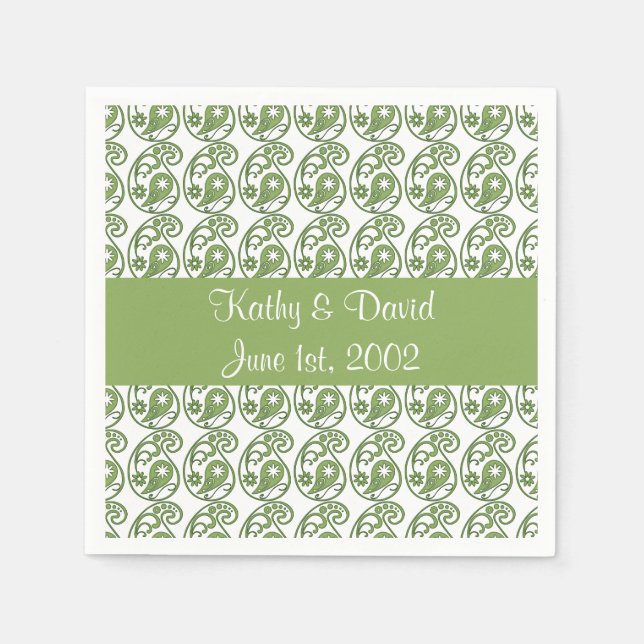 Green Paisley (Wedding) Serviette (Vorderseite)
