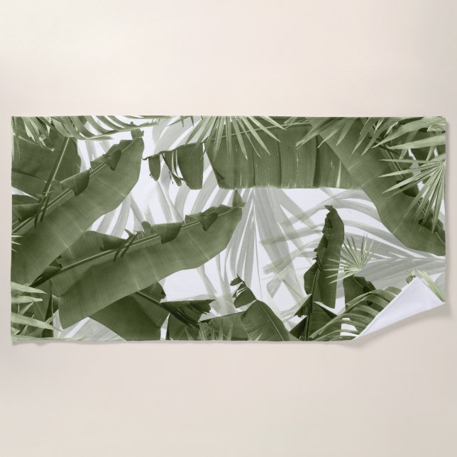 Green Palm Banana Verlasst Bliss 1 #art #nature Strandtuch (Vorderseite)