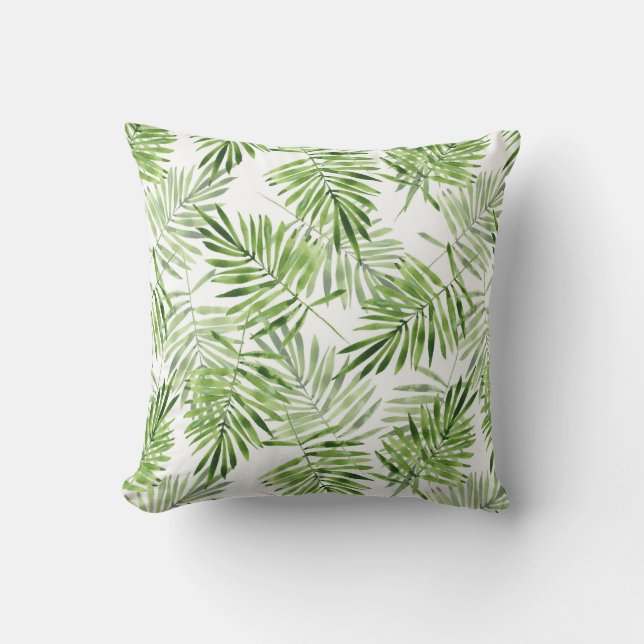 Green Palm Blätter | Monogramm Kissen (Vorderseite)